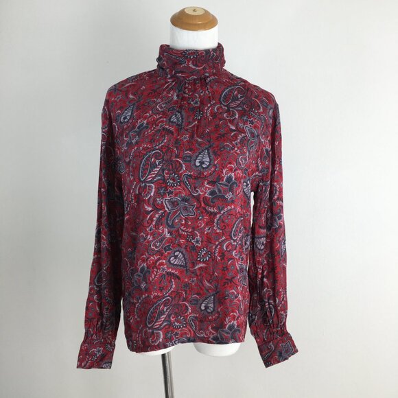 Country Sophisticated PENDLETON Red MultiColor Floral Print Wool Blend Shirt - Picture 4 of 11